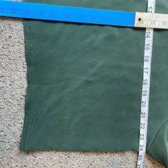 VTG Via Seta Silk Blouse Top 1X Short Sleeve Green Lightweight Casual Round Neck - Picture 2 of 6